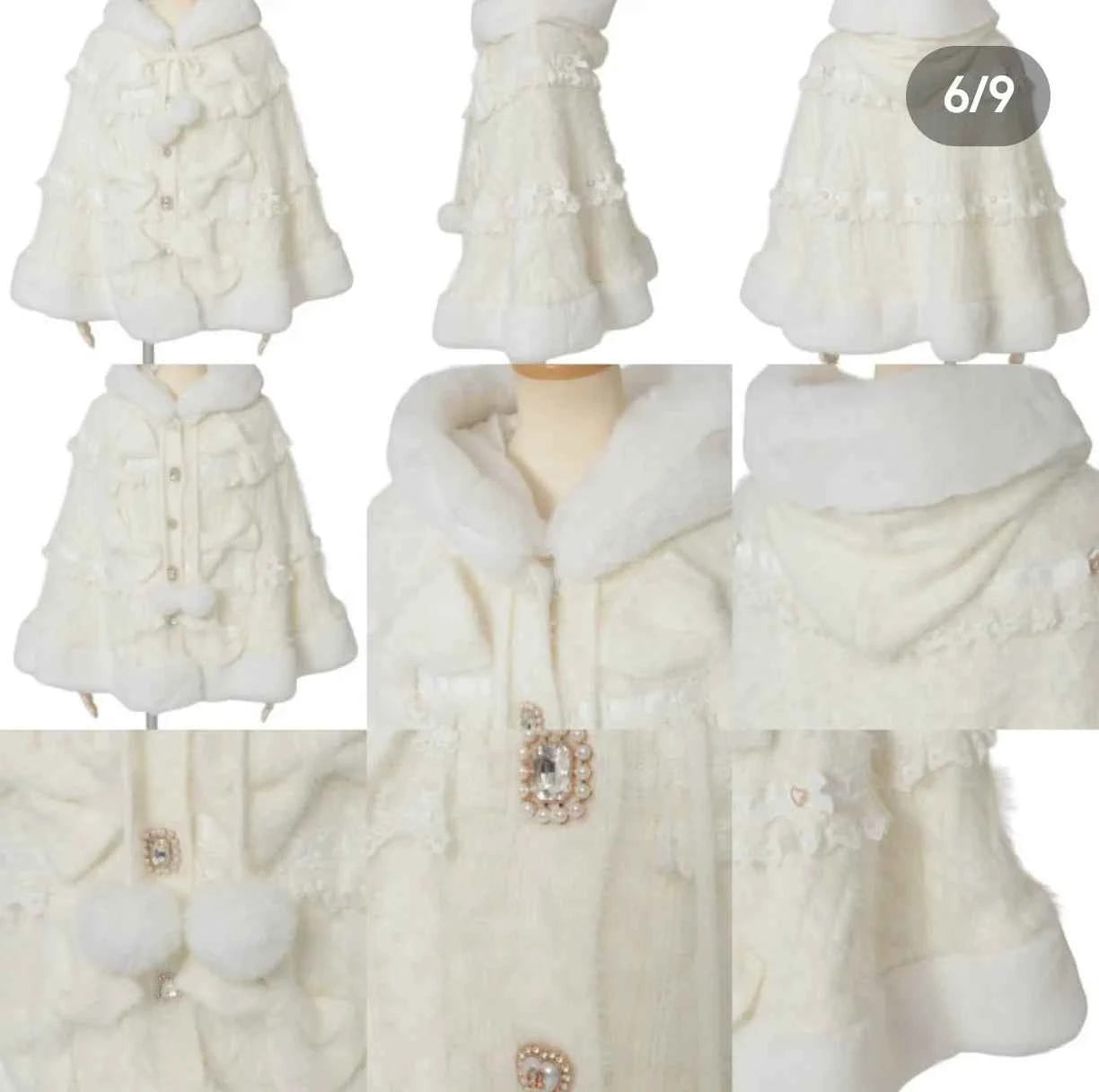 Japanese Sweet Soft Thick Women's Double-Layer Big Ribbon Hooded Knitted Cloak 3 Colors Autumn and Winter Ponchos Warm Jacket