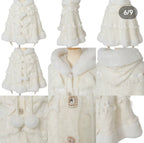 Godivana Faux Rabbit Fur Cape Coat with Rhinestone Bow