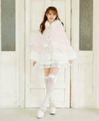 Godivana Faux Rabbit Fur Cape Coat with Rhinestone Bow
