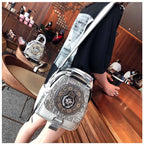 Genuine Leather Boston Bag with Embroidery - Medium