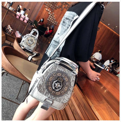 Super Hot Hot Rhinestone Backpack Women's 2025 New Fashion Women's Backpack High-end Genuine Leather Crossbody Bag Light Luxury