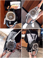 Genuine Leather Boston Bag with Embroidery - Medium