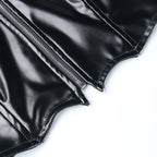 Punk Faux Leather Cropped Jacket with Rivets - Women's Streetwear