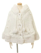 Godivana Lolita Faux Fur Cape Coat with Bow & Rhinestones