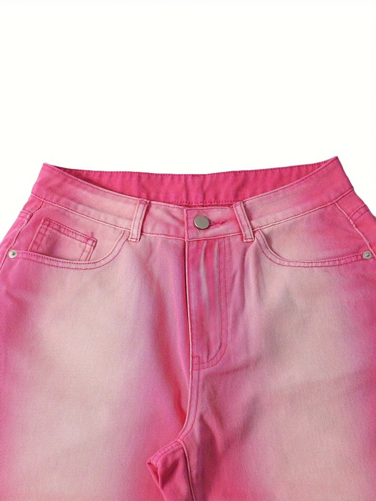 Ombre Washed Pinkish Red Loose Fit Y2K Retro Streetwear Jeans, Women's Denim Jeans & Clothing - SS69