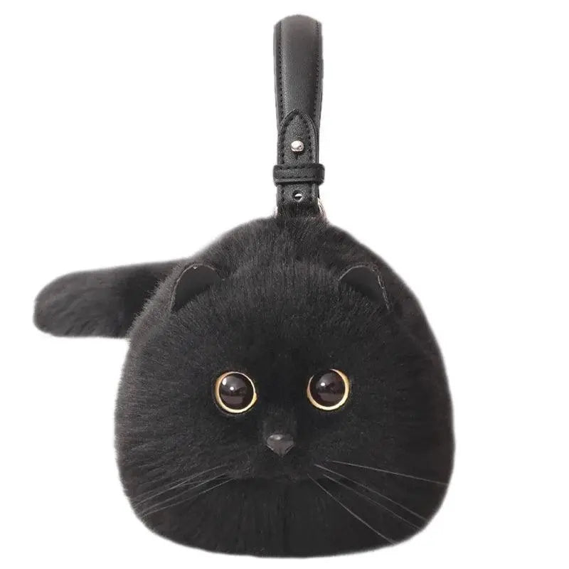 One Shoulder Bag Female Design Small Man Messenger Bag Versatile Hand Made Autumn and Winter Plush Cute Cat Bag SS69