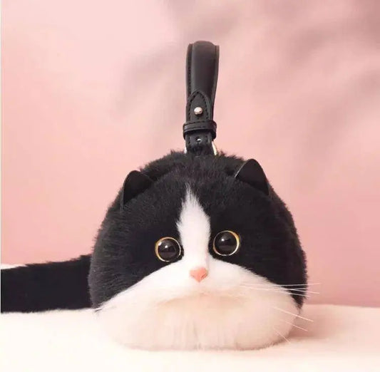 One Shoulder Bag Female Design Small Man Messenger Bag Versatile Hand Made Autumn and Winter Plush Cute Cat Bag SS69