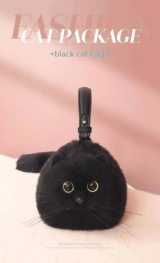 One Shoulder Bag Female Design Small Man Messenger Bag Versatile Hand Made Autumn and Winter Plush Cute Cat Bag SS69