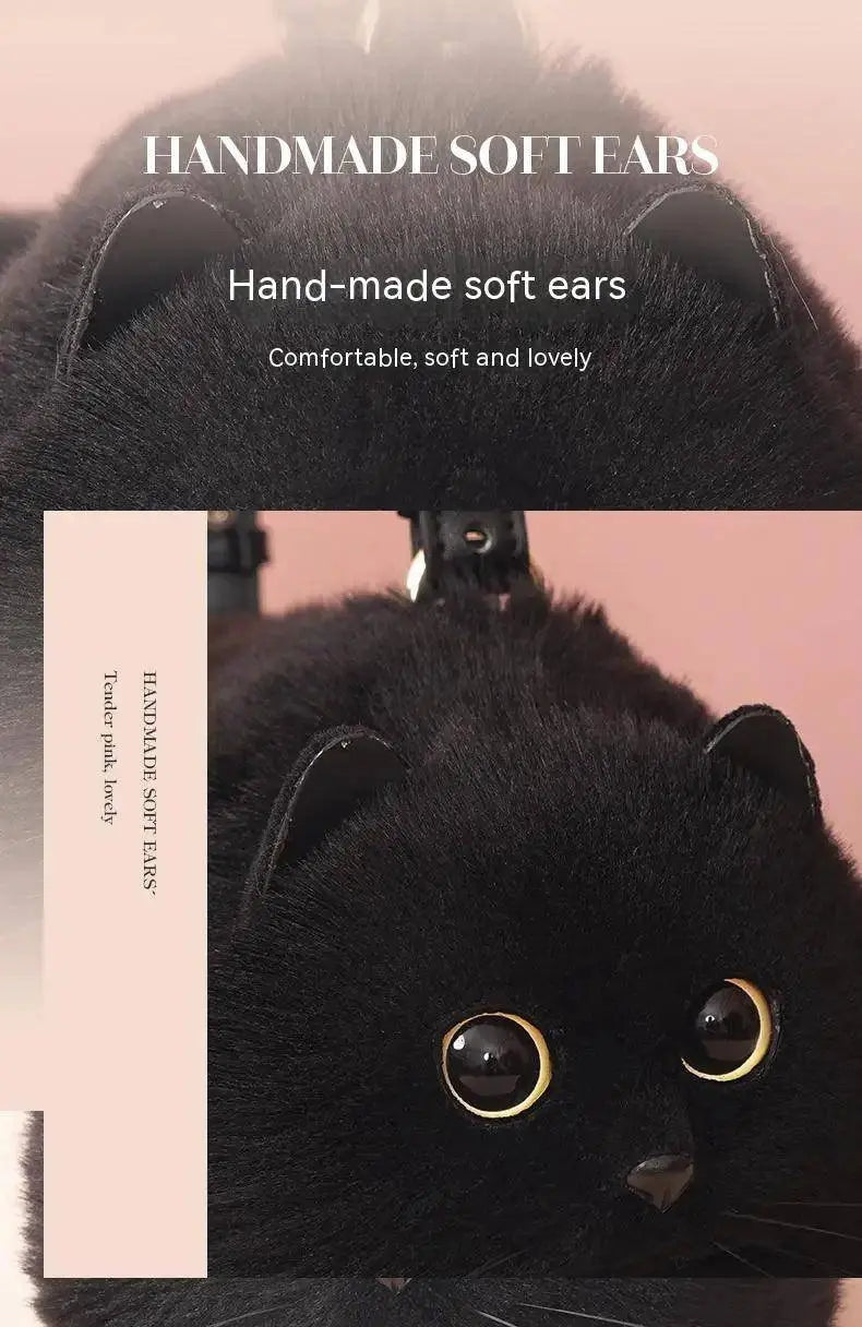 One Shoulder Bag Female Design Small Man Messenger Bag Versatile Hand Made Autumn and Winter Plush Cute Cat Bag SS69