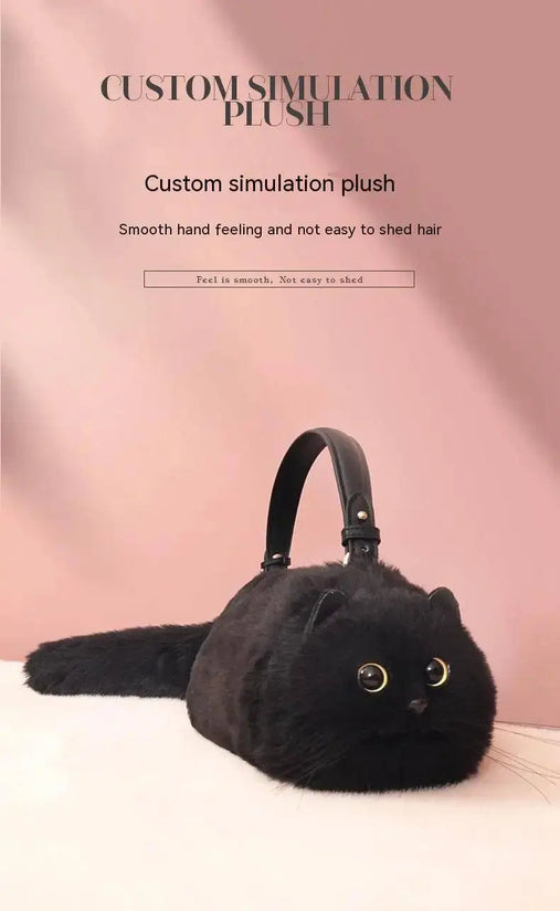 One Shoulder Bag Female Design Small Man Messenger Bag Versatile Hand Made Autumn and Winter Plush Cute Cat Bag SS69