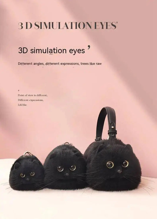 One Shoulder Bag Female Design Small Man Messenger Bag Versatile Hand Made Autumn and Winter Plush Cute Cat Bag SS69