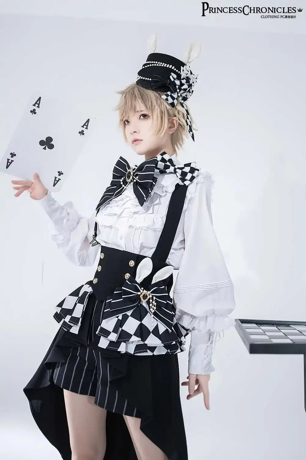 Ouji Outfit Cool Lolita Waist Cincher w. High Low Skirt by Princess Chronicles ~ Rabbit Theater Corset Costume Ouji Lolita Blous - SS69