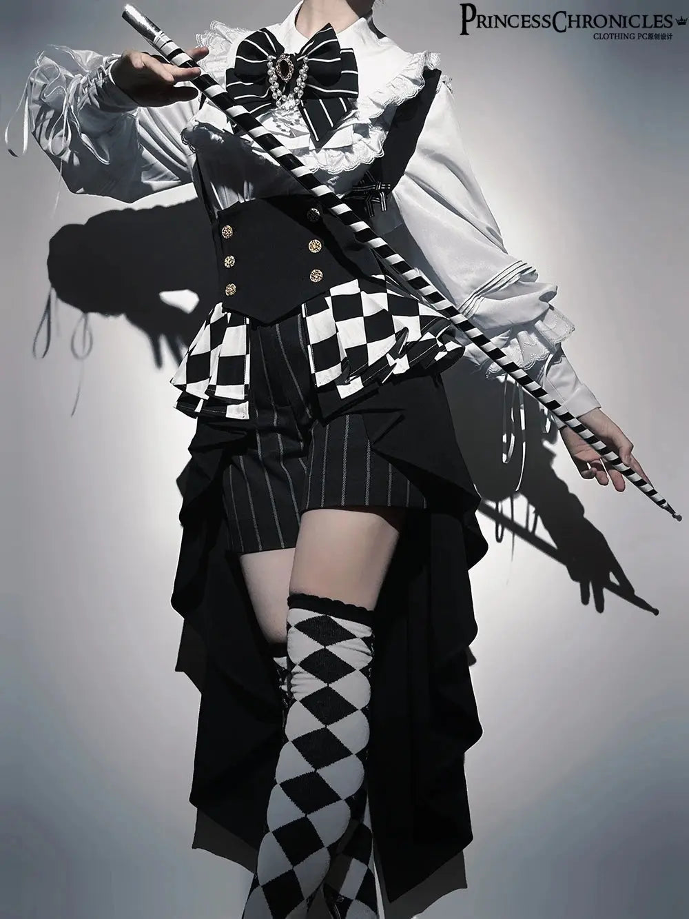 Ouji Outfit Cool Lolita Waist Cincher w. High Low Skirt by Princess Chronicles ~ Rabbit Theater Corset Costume Ouji Lolita Blous - SS69