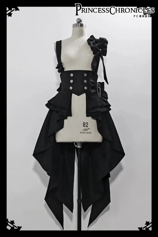 Ouji Outfit Cool Lolita Waist Cincher w. High Low Skirt by Princess Chronicles ~ Rabbit Theater Corset Costume Ouji Lolita Blous - SS69