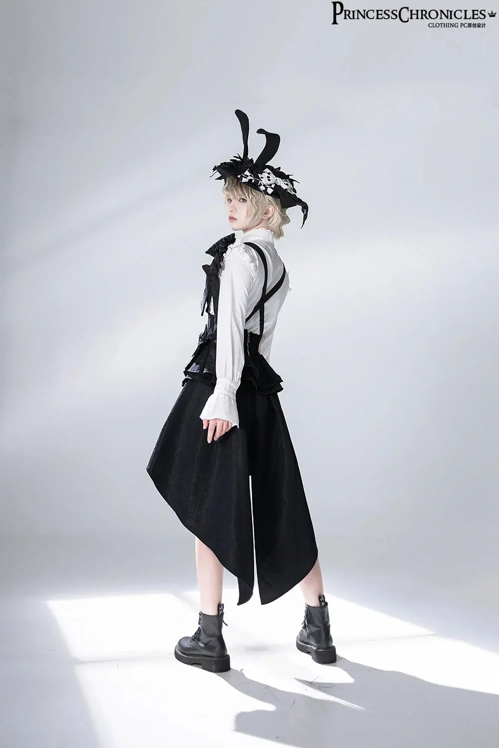 Ouji Outfit Cool Lolita Waist Cincher w. High Low Skirt by Princess Chronicles ~ Rabbit Theater Corset Costume Ouji Lolita Blous SS69