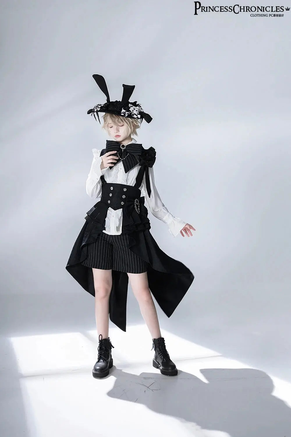 Ouji Outfit Cool Lolita Waist Cincher w. High Low Skirt by Princess Chronicles ~ Rabbit Theater Corset Costume Ouji Lolita Blous SS69