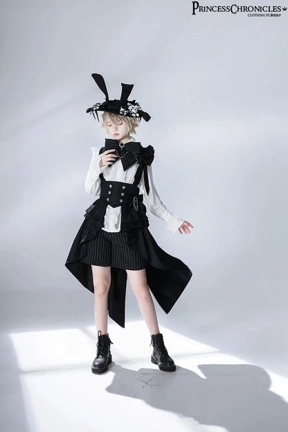 Ouji Outfit Cool Lolita Waist Cincher w. High Low Skirt by Princess Chronicles ~ Rabbit Theater Corset Costume Ouji Lolita Blous SS69