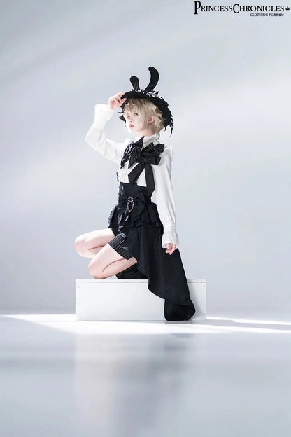 Ouji Outfit Cool Lolita Waist Cincher w. High Low Skirt by Princess Chronicles ~ Rabbit Theater Corset Costume Ouji Lolita Blous SS69