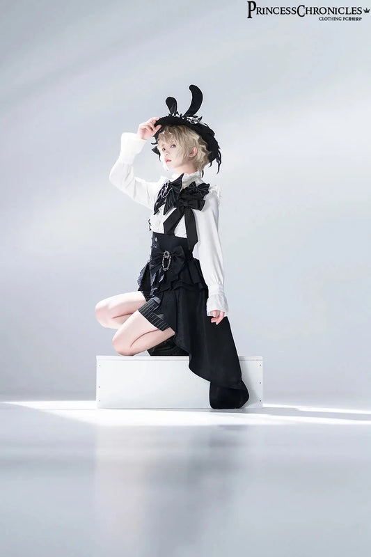 Ouji Outfit Cool Lolita Waist Cincher w. High Low Skirt by Princess Chronicles ~ Rabbit Theater Corset Costume Ouji Lolita Blous SS69