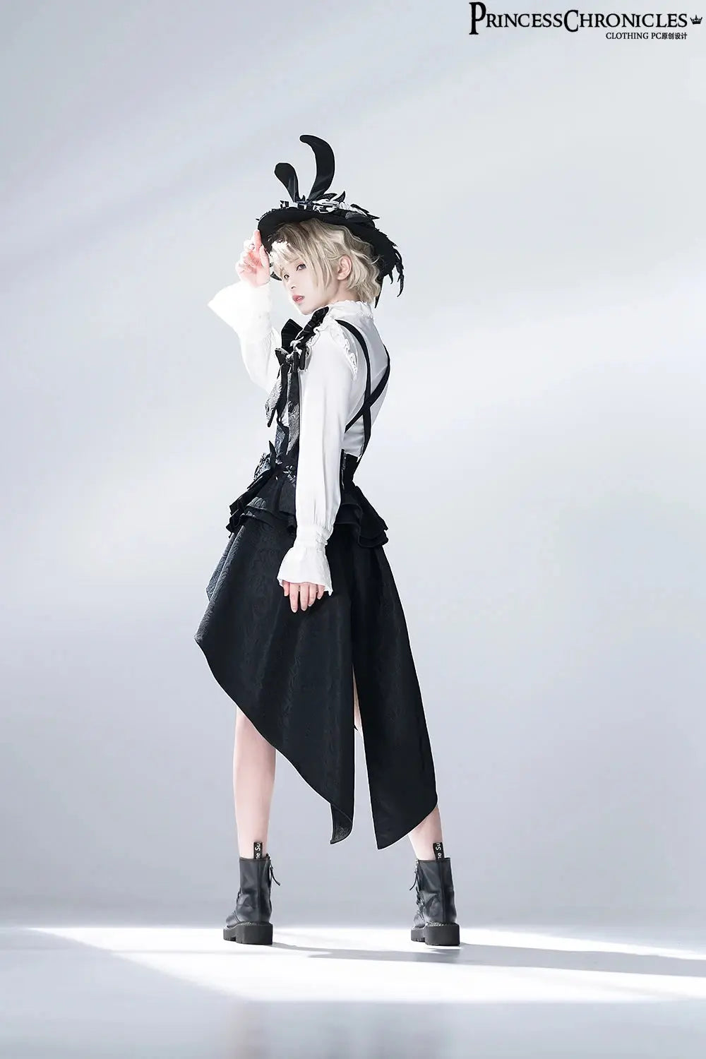 Ouji Outfit Cool Lolita Waist Cincher w. High Low Skirt by Princess Chronicles ~ Rabbit Theater Corset Costume Ouji Lolita Blous SS69