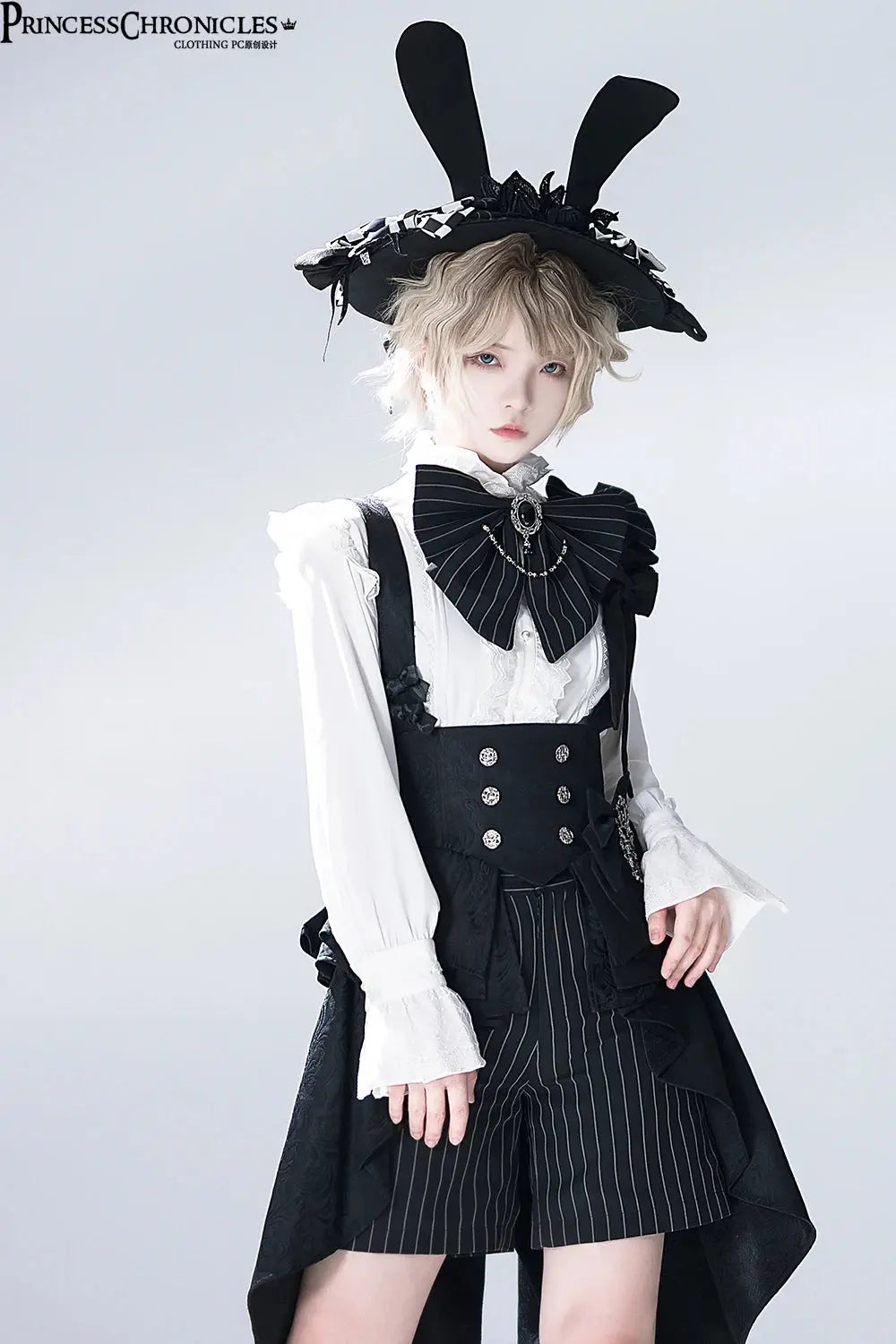 Ouji Outfit Cool Lolita Waist Cincher w. High Low Skirt by Princess Chronicles ~ Rabbit Theater Corset Costume Ouji Lolita Blous SS69