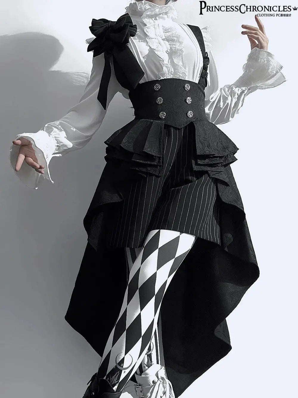 Ouji Outfit Cool Lolita Waist Cincher w. High Low Skirt by Princess Chronicles ~ Rabbit Theater Corset Costume Ouji Lolita Blous SS69