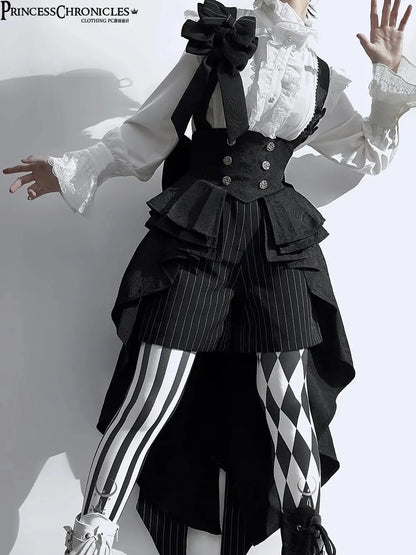 Ouji Outfit Cool Lolita Waist Cincher w. High Low Skirt by Princess Chronicles ~ Rabbit Theater Corset Costume Ouji Lolita Blous SS69