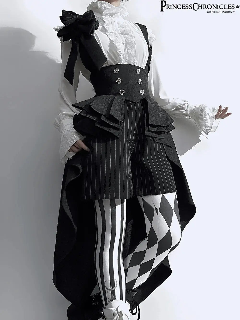 Ouji Outfit Cool Lolita Waist Cincher w. High Low Skirt by Princess Chronicles ~ Rabbit Theater Corset Costume Ouji Lolita Blous SS69