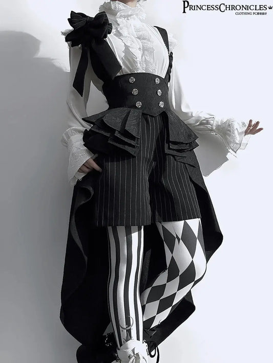 Ouji Outfit Cool Lolita Waist Cincher w. High Low Skirt by Princess Chronicles ~ Rabbit Theater Corset Costume Ouji Lolita Blous SS69