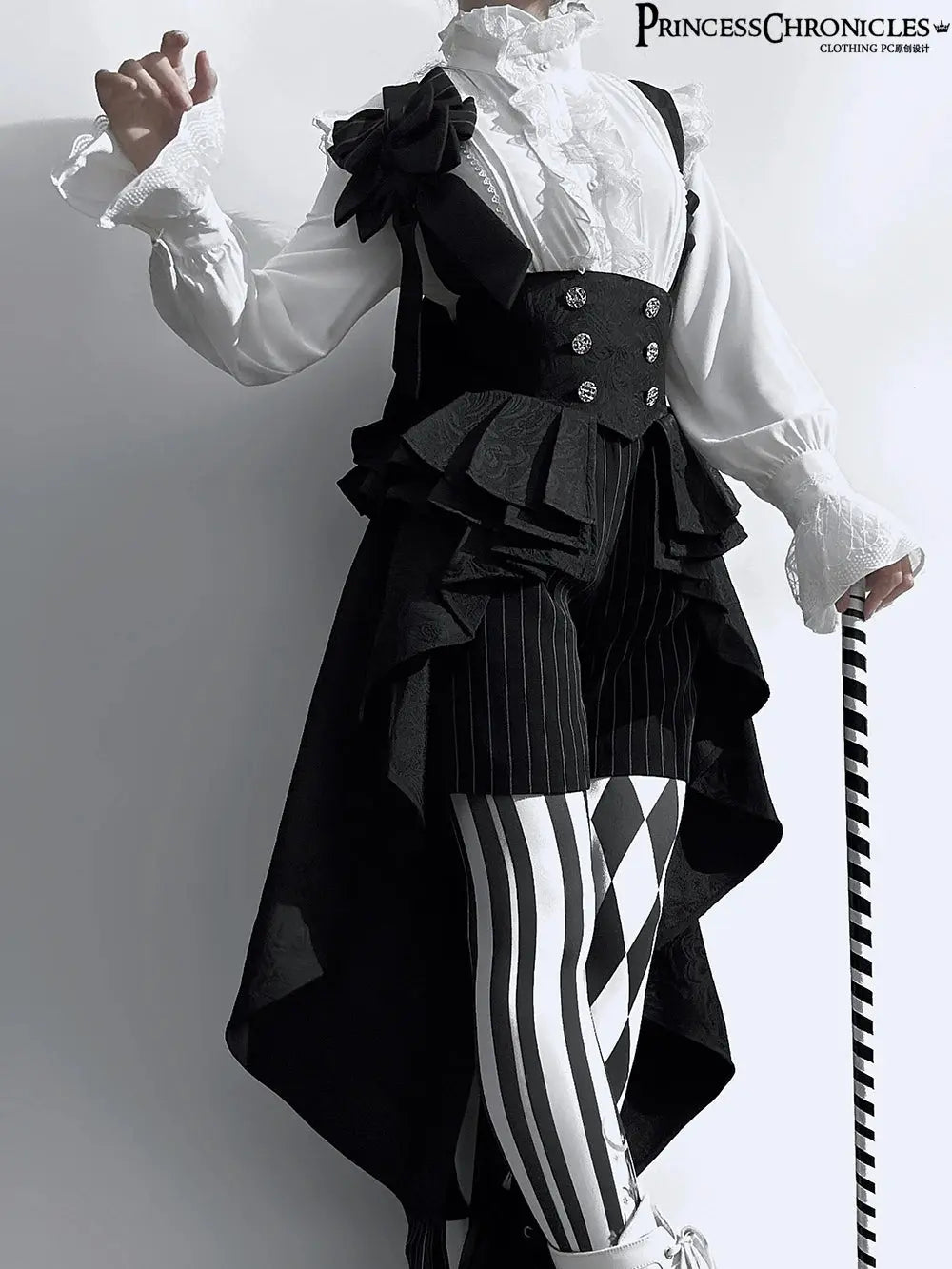 Ouji Outfit Cool Lolita Waist Cincher w. High Low Skirt by Princess Chronicles ~ Rabbit Theater Corset Costume Ouji Lolita Blous SS69