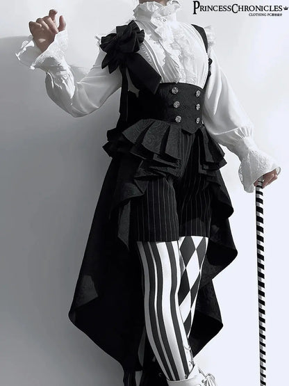 Ouji Outfit Cool Lolita Waist Cincher w. High Low Skirt by Princess Chronicles ~ Rabbit Theater Corset Costume Ouji Lolita Blous SS69