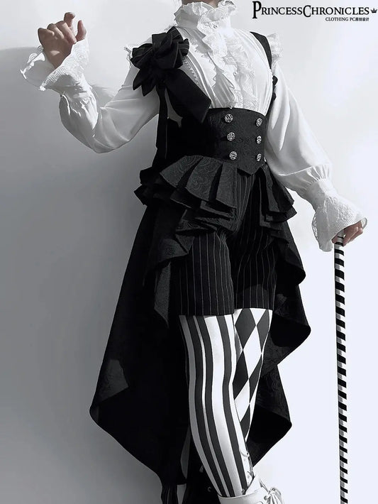 Ouji Outfit Cool Lolita Waist Cincher w. High Low Skirt by Princess Chronicles ~ Rabbit Theater Corset Costume Ouji Lolita Blous SS69