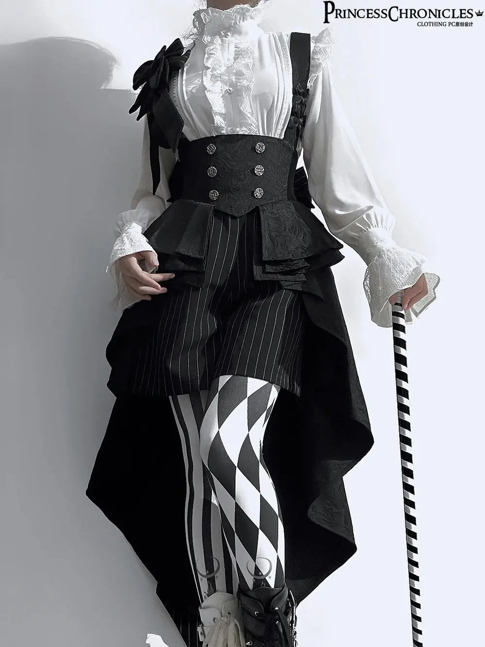 Ouji Outfit Cool Lolita Waist Cincher w. High Low Skirt by Princess Chronicles ~ Rabbit Theater Corset Costume Ouji Lolita Blous SS69