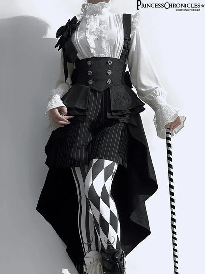 Ouji Outfit Cool Lolita Waist Cincher w. High Low Skirt by Princess Chronicles ~ Rabbit Theater Corset Costume Ouji Lolita Blous SS69