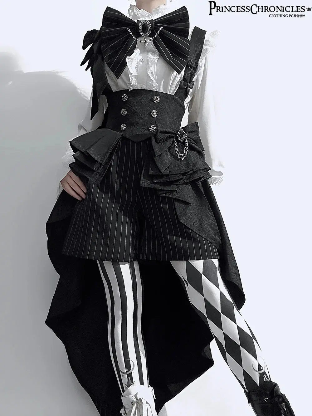 Ouji Outfit Cool Lolita Waist Cincher w. High Low Skirt by Princess Chronicles ~ Rabbit Theater Corset Costume Ouji Lolita Blous SS69