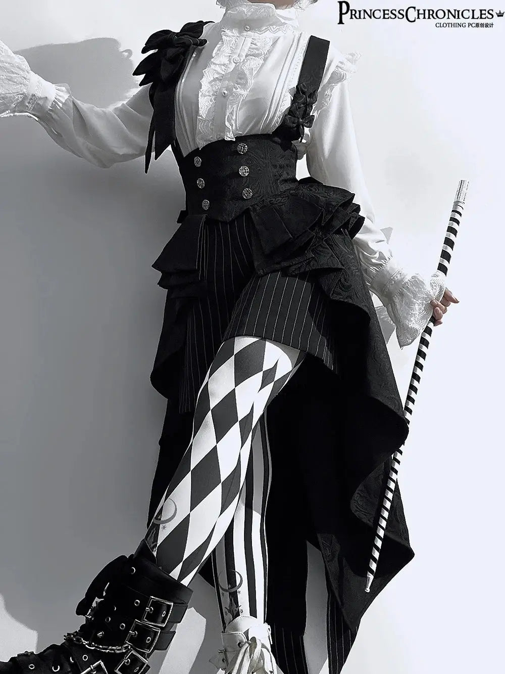 Ouji Outfit Cool Lolita Waist Cincher w. High Low Skirt by Princess Chronicles ~ Rabbit Theater Corset Costume Ouji Lolita Blous SS69