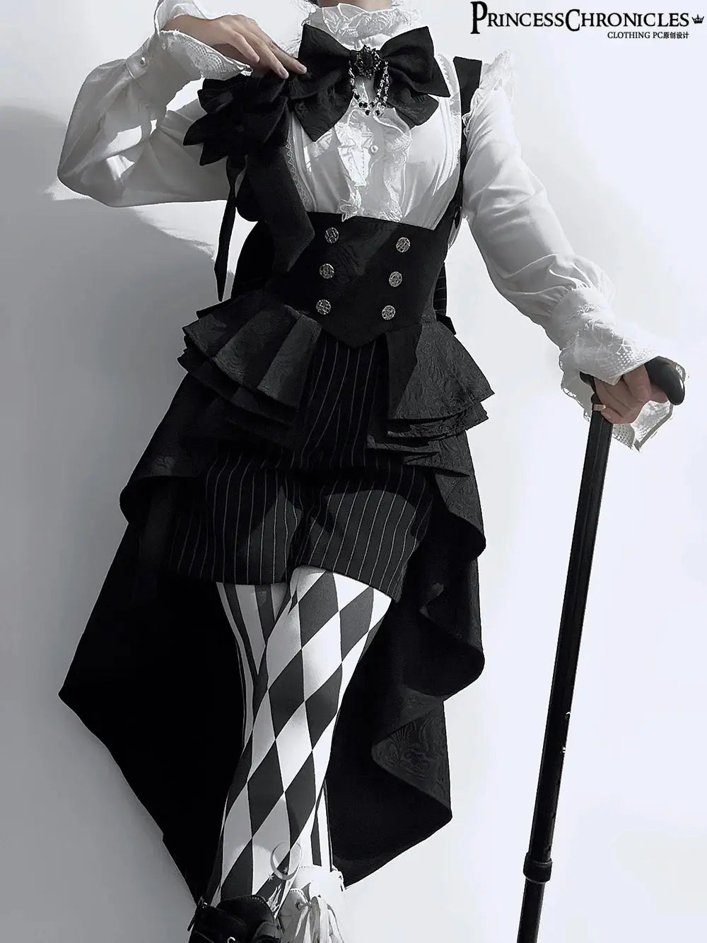 Ouji Outfit Cool Lolita Waist Cincher w. High Low Skirt by Princess Chronicles ~ Rabbit Theater Corset Costume Ouji Lolita Blous SS69