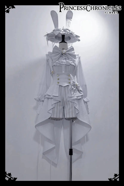 Ouji Outfit Cool Lolita Waist Cincher w. High Low Skirt by Princess Chronicles ~ Rabbit Theater Corset Costume Ouji Lolita Blous SS69