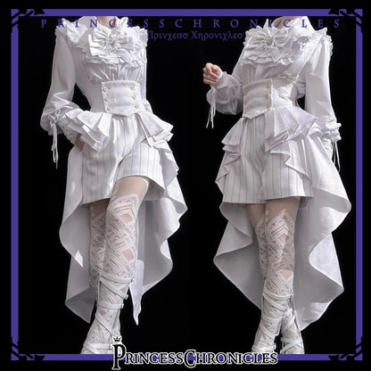 Ouji Outfit Cool Lolita Waist Cincher w. High Low Skirt by Princess Chronicles ~ Rabbit Theater Corset Costume Ouji Lolita Blous SS69