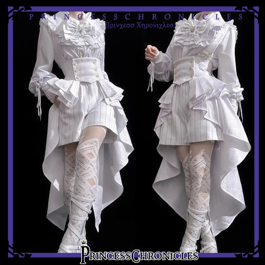 Ouji Outfit Cool Lolita Waist Cincher w. High Low Skirt by Princess Chronicles ~ Rabbit Theater Corset Costume Ouji Lolita Blous SS69