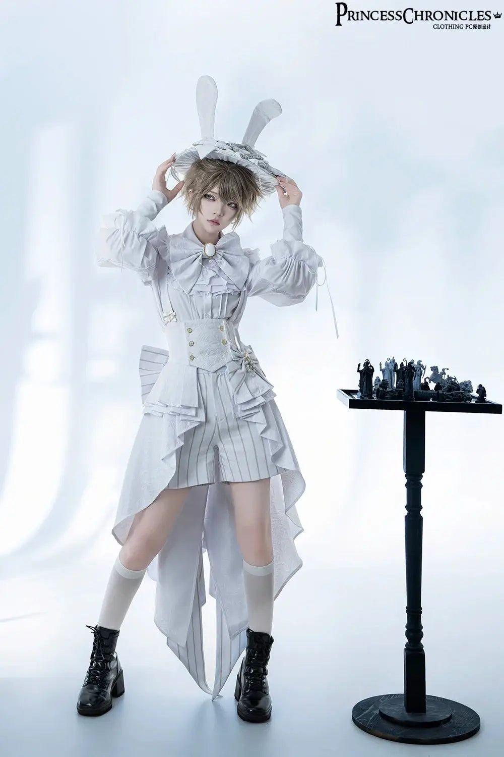 Ouji Outfit Cool Lolita Waist Cincher w. High Low Skirt by Princess Chronicles ~ Rabbit Theater Corset Costume Ouji Lolita Blous SS69