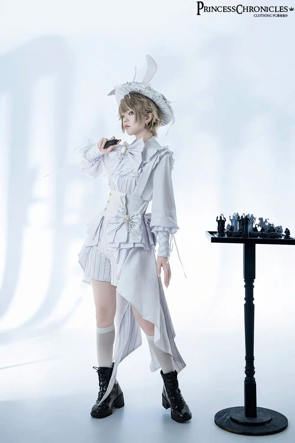 Ouji Outfit Cool Lolita Waist Cincher w. High Low Skirt by Princess Chronicles ~ Rabbit Theater Corset Costume Ouji Lolita Blous SS69