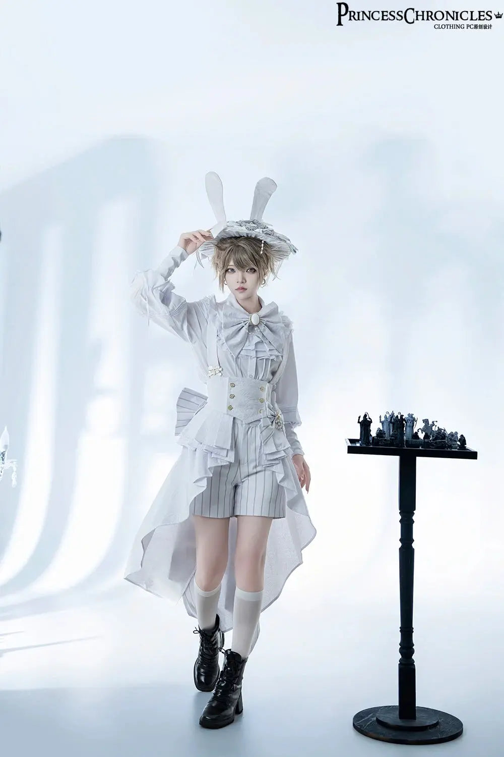 Ouji Outfit Cool Lolita Waist Cincher w. High Low Skirt by Princess Chronicles ~ Rabbit Theater Corset Costume Ouji Lolita Blous SS69