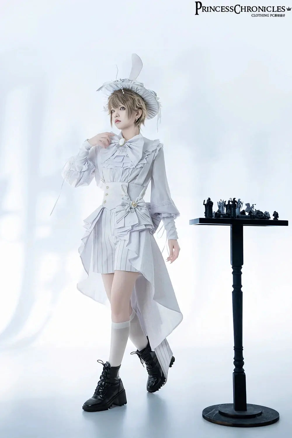 Ouji Outfit Cool Lolita Waist Cincher w. High Low Skirt by Princess Chronicles ~ Rabbit Theater Corset Costume Ouji Lolita Blous SS69