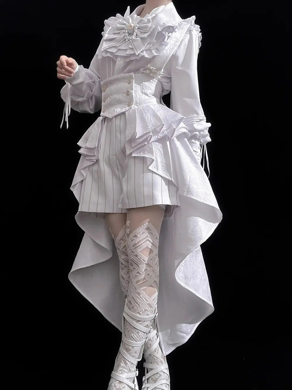 Ouji Outfit Cool Lolita Waist Cincher w. High Low Skirt by Princess Chronicles ~ Rabbit Theater Corset Costume Ouji Lolita Blous SS69