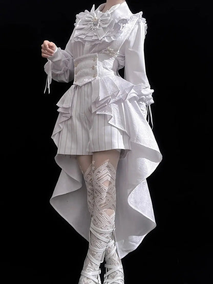 Ouji Outfit Cool Lolita Waist Cincher w. High Low Skirt by Princess Chronicles ~ Rabbit Theater Corset Costume Ouji Lolita Blous SS69