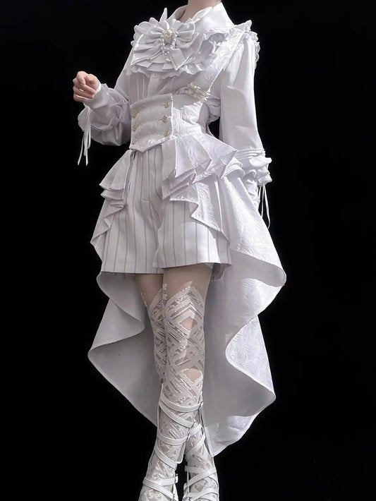 Ouji Outfit Cool Lolita Waist Cincher w. High Low Skirt by Princess Chronicles ~ Rabbit Theater Corset Costume Ouji Lolita Blous SS69