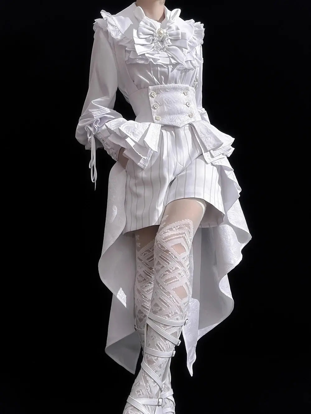Ouji Outfit Cool Lolita Waist Cincher w. High Low Skirt by Princess Chronicles ~ Rabbit Theater Corset Costume Ouji Lolita Blous SS69