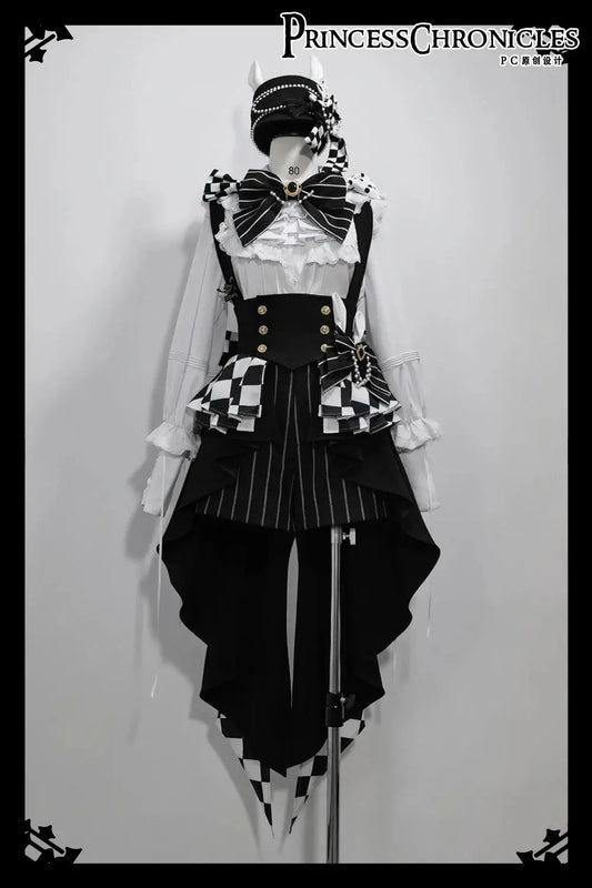 Ouji Outfit Cool Lolita Waist Cincher w. High Low Skirt by Princess Chronicles ~ Rabbit Theater Corset Costume Ouji Lolita Blous SS69