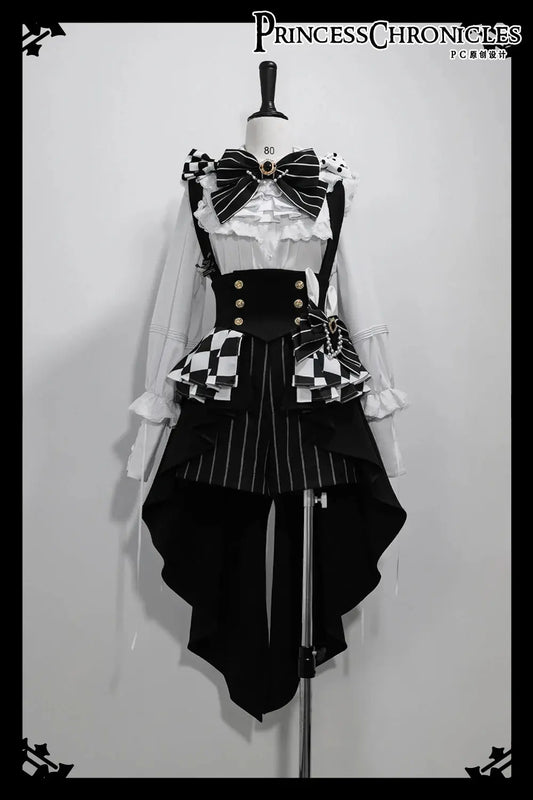 Ouji Outfit Cool Lolita Waist Cincher w. High Low Skirt by Princess Chronicles ~ Rabbit Theater Corset Costume Ouji Lolita Blous SS69
